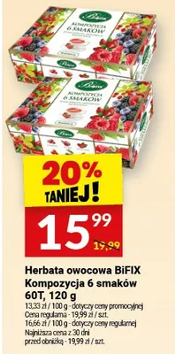 Herbata owocowa BIFIX Kompozycja 6 smaków 60T promocja w Twój Market