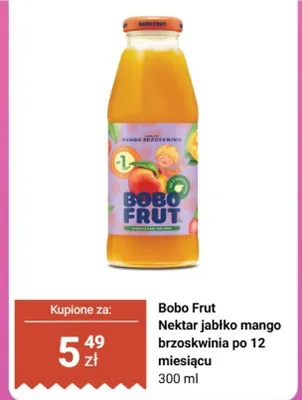 Nektar Bobo Frut jabłko mango brzoskwinia po 12 miesiącu promocja w Biedronka