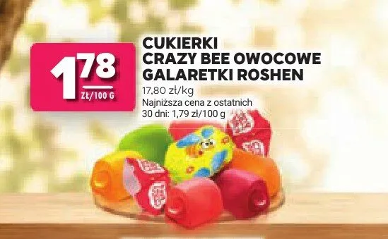 Cukierki Crazy Bee owocowe galaretki Roshen promocja w Stokrotka