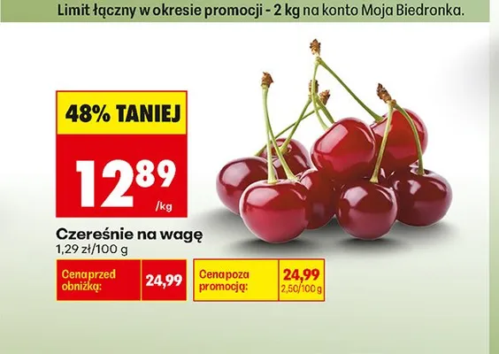 Czereśnie na wagę promocja w Biedronka