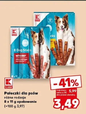 Pałeczki dla psów z drobiem K-Classic promocja w Kaufland