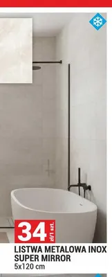 Listwa metalowa Inox Super Mirror 5x120 cm promocja w Merkury Market