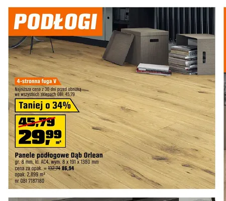 Panele podłogowe Dąb Orlean promocja w OBI