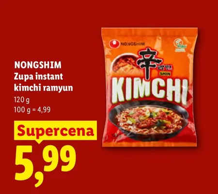 Zupa instant Kimchi Ramyun Nongshim promocja w Lidl