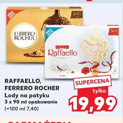 Lody na patyku RAFFAELLO 3-pak 90ml promocja w Kaufland