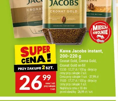 Kawa instant Jacobs Cronat Gold re-fill promocja w Twój Market