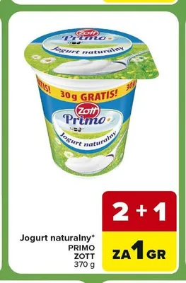 Jogurt naturalny Primo Zott promocja w Carrefour Express