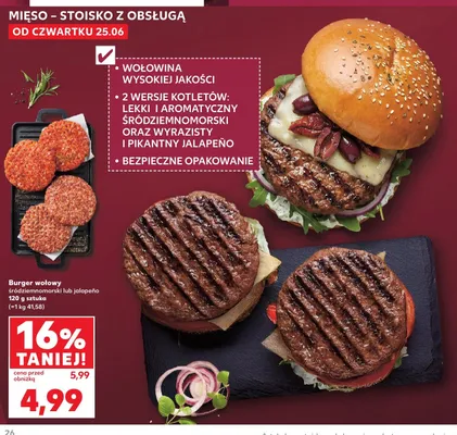 Burger wołowy jalapeño promocja w Kaufland