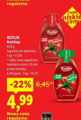 Ketchup łagodny Kotlin promocja w Lidl