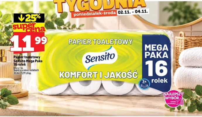 Papier toaletowy Sensito Mega Paka 16-pak promocja w TOPAZ