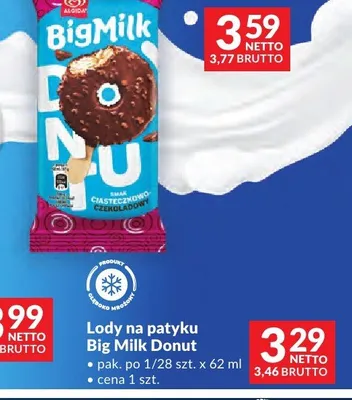 Lody na patyku Big Milk Donut promocja w Makro