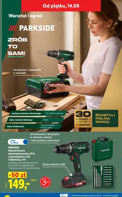 Akumulatorowa wiertarkowkrętarka Parkside 20V promocja w Lidl
