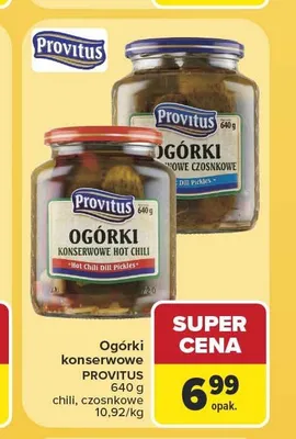 Ogórki konserwowe Provitus czosnkowe promocja w Carrefour