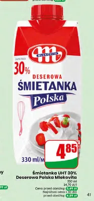 Śmietanka UHT 30% Deserowa Polska Mlekovita promocja w Dino