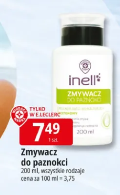 Zmywacz do paznokci inell promocja w Leclerc