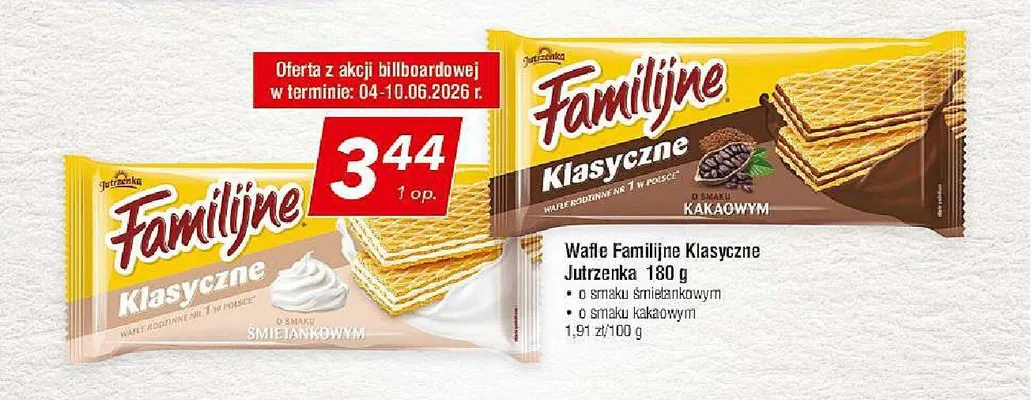 Wafle Familijne Klasyczne Jutrzenka o smaku śmietankowym promocja w LEWIATAN