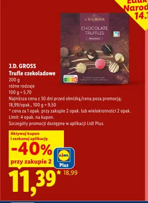 Trufle czekoladowe J.D. Gross promocja w Lidl