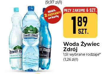 Woda źródlana Żywiec Zdrój Niegazowana promocja w Społem Częstochowa