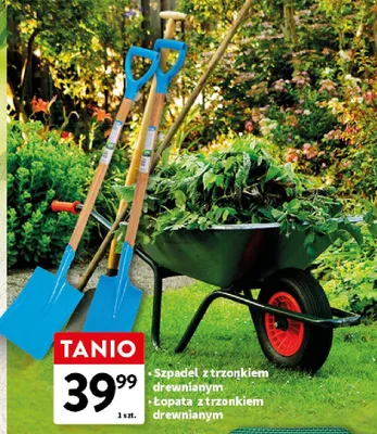 Szpadel z trzonkiem drewnianym, łopatą z trzonkiem drewnianym promocja w Intermarche