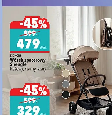 Wózek spacerowy KIDNORT Snøugle beżowy promocja w Biedronka