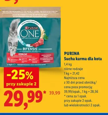 Sucha karma dla kota Purina One promocja w Lidl