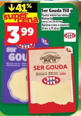 Ser Gouda 150g plastry / wiórki bez laktozy Mlekovita promocja w TOPAZ