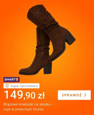 Brązowe kowbojki na słupku promocja w Allegro