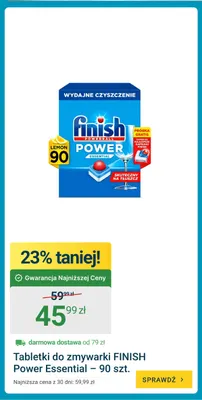 Tabletki do zmywarki Finish Power Essential promocja w ERLI