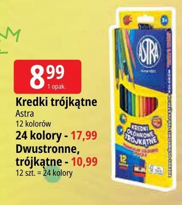 Kredki trójkątne Astra 24 kolory promocja w Leclerc