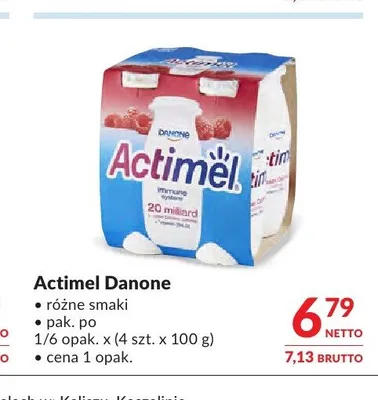 Jogurt Actimel Danone wieloowocowy promocja w Makro