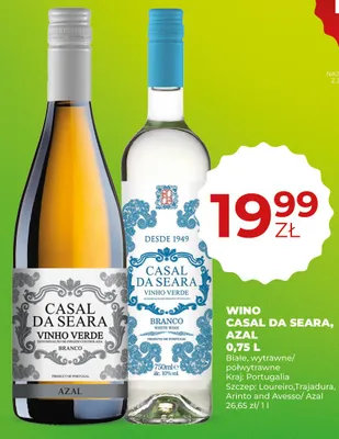 Wino Azal białe wytrawne/półwytrawne Portugalia 0,75l promocja w Duży Ben