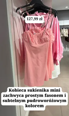 Sukienka mini H&M pudroworóżowa promocja w H&M