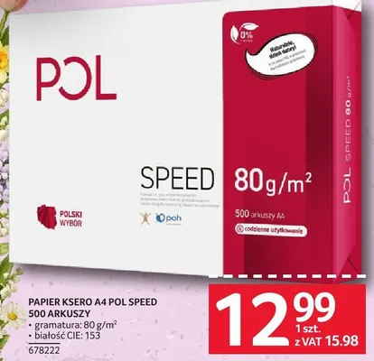 Papier ksero A4 POL SPEED 500 arkuszy promocja w Selgros