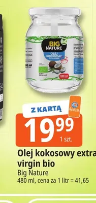 Olej kokosowy extra virgin bio Big Nature promocja w Leclerc