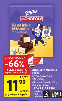 Ciastka Milka Alpejskie Mleczko o smaku waniliowym wybrane rodzaje promocja w Intermarche