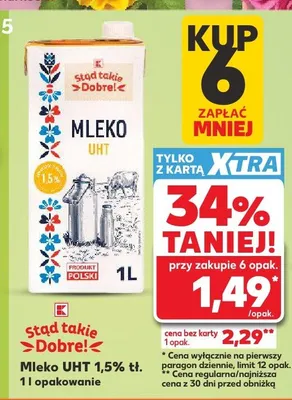 Mleko UHT 1,5% tł. Stąd takie Dobre! promocja w Kaufland