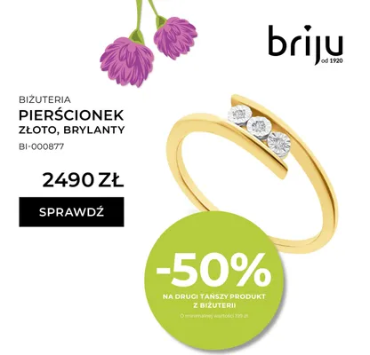 Pierścionek złoto, brylanty promocja w Briju