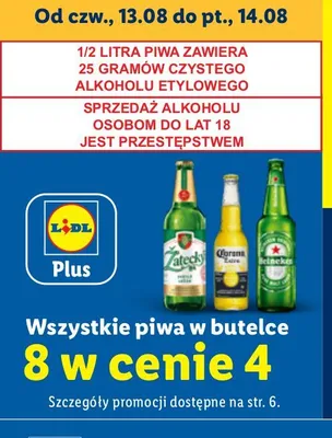 Piwa w butelce promocja w Lidl