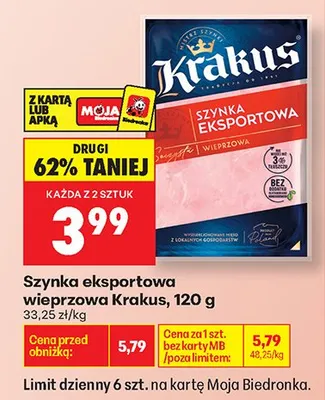 Szynka eksportowa wieprzowa Krakus promocja w Biedronka