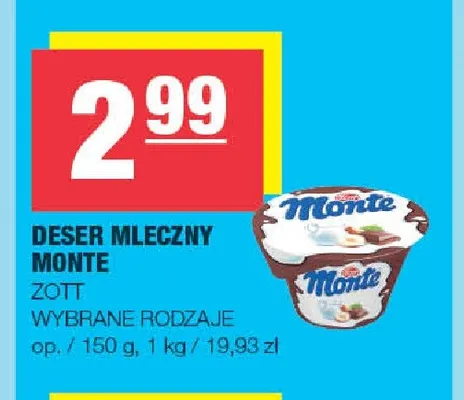 Deser mleczny Monte Zott promocja w SPAR