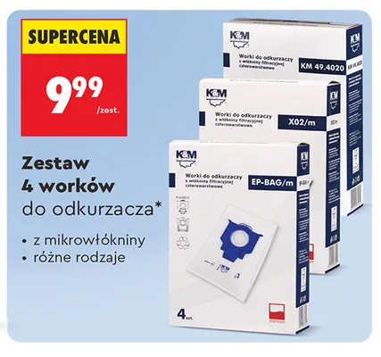 Worki do odkurzacza z mikrowłókniny K & M promocja w Biedronka
