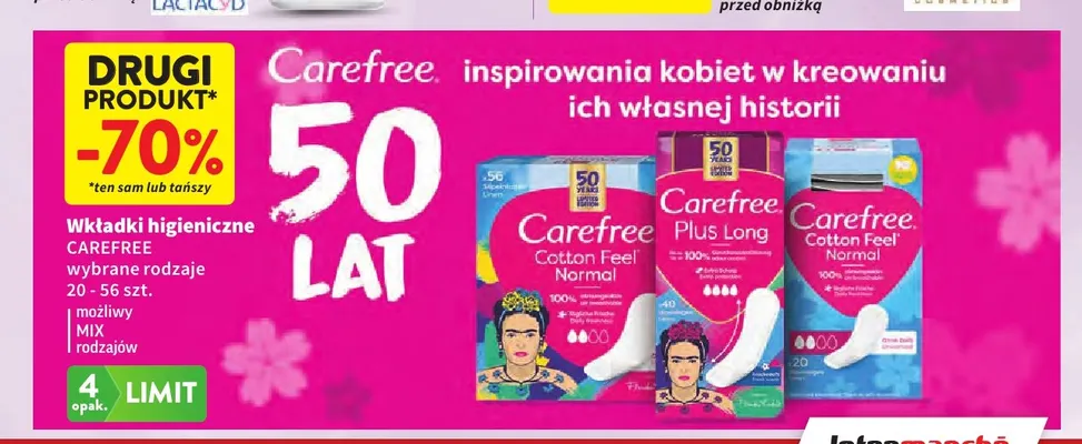 Wkładki higieniczne Carefree Plus Long promocja w Intermarche