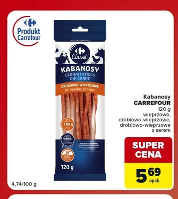 Kabanosy drobiowo-wieprzowe z serem Carrefour Classic promocja w Carrefour Market