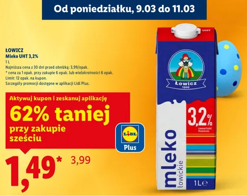 Mleko UHT 3,2% promocja w Lidl