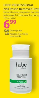 Zmywacz HEBE PROFESSIONAL Nail Polish Remover Protect bezacetonowy do paznokci naturalnych i sztucznych z pompką promocja w Hebe