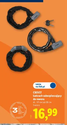 Łańcuch zabezpieczający do roweru 117 cm Crivit promocja w Lidl