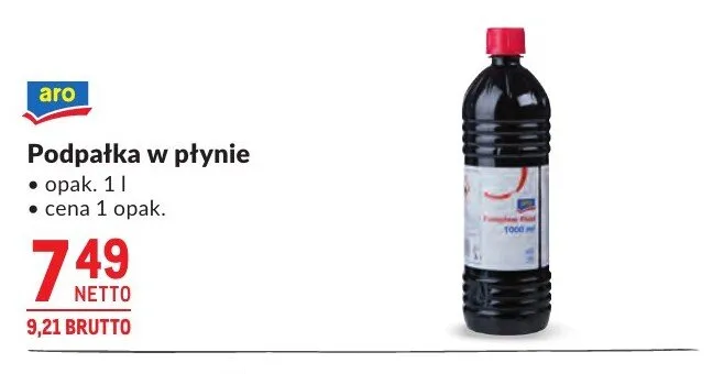 Podpałka w płynie aro promocja w Makro