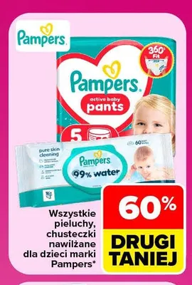 Chusteczki nawilżane Pure Skin Cleaning 99% Water Pampers promocja w Carrefour