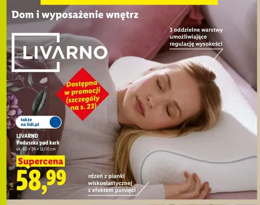 Poduszka pod kark ok. 60x36x12/10 cm Livarno promocja w Lidl