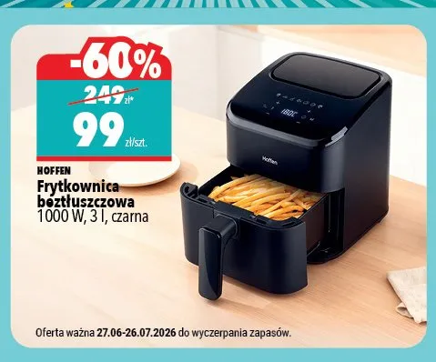 Frytkownica beztłuszczowa Hoffen czarna promocja w Biedronka Home
